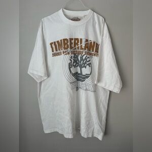 Timberland White and Brown Graphic Tee‎